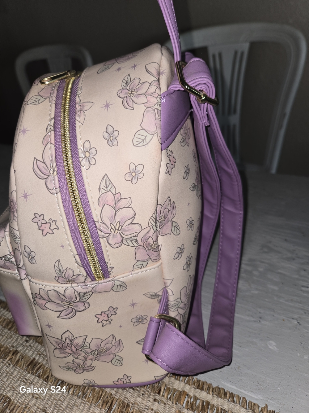 Disney Loungefly Rapunzel Floral Mini Backpack Light Pink & Lavender Never Used - Picture 2 of 6